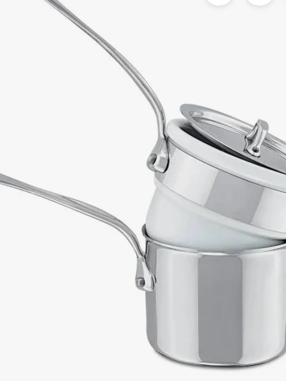 Mauviel Stainless Steel Bain Marie 2-Piece Saucepan Set - Polished Silver France